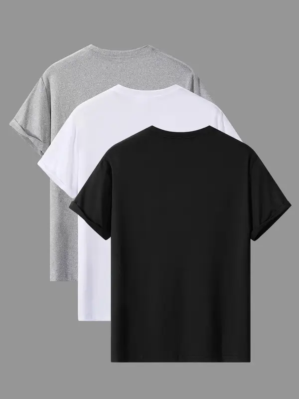 Men's Solid Color Round Neck Tee, Regular Fit Casual Rew Neck Short Sleeve T-shirt, Menswear, Summer Tees for Men, Summer Clothing 1