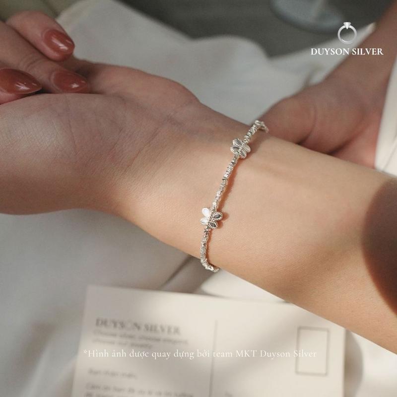 Lắc tay bạc nữ Duyson Silver hạt đa giác mix charm hồ điệp, vòng tay bạc 925 cá tính [LTKX30] 7