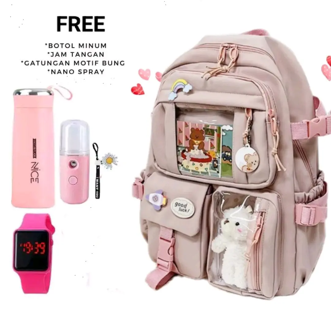 Tas sekolah anak perempuan sd smp tas ransel anak berbonus