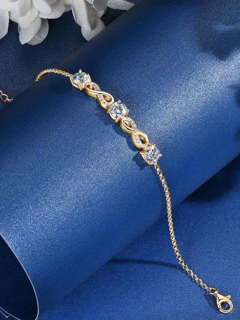 Product Introduction of 925 Sterling Silver Synthetic Moissanite Decorated Bracelet, Fashionable Jewelry for Women & Girls, Trendy All-match & Exquisite Jewelry for Birthday Gift 6