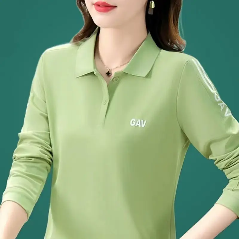 Áo Thun Dài Tay Cho Nữ, Bộ Sưu Tập Mùa Xuân Và Mùa Thu 2024, Hàng Mới Về, Thời Trang Và Phong Cách, Áo Sơ Mi Lớp Cơ Sở, Dáng Rộng Vừa Vặn, Mỏng Và Giấu Flab, Áo Polo, Áo Thun Hàng Đầu