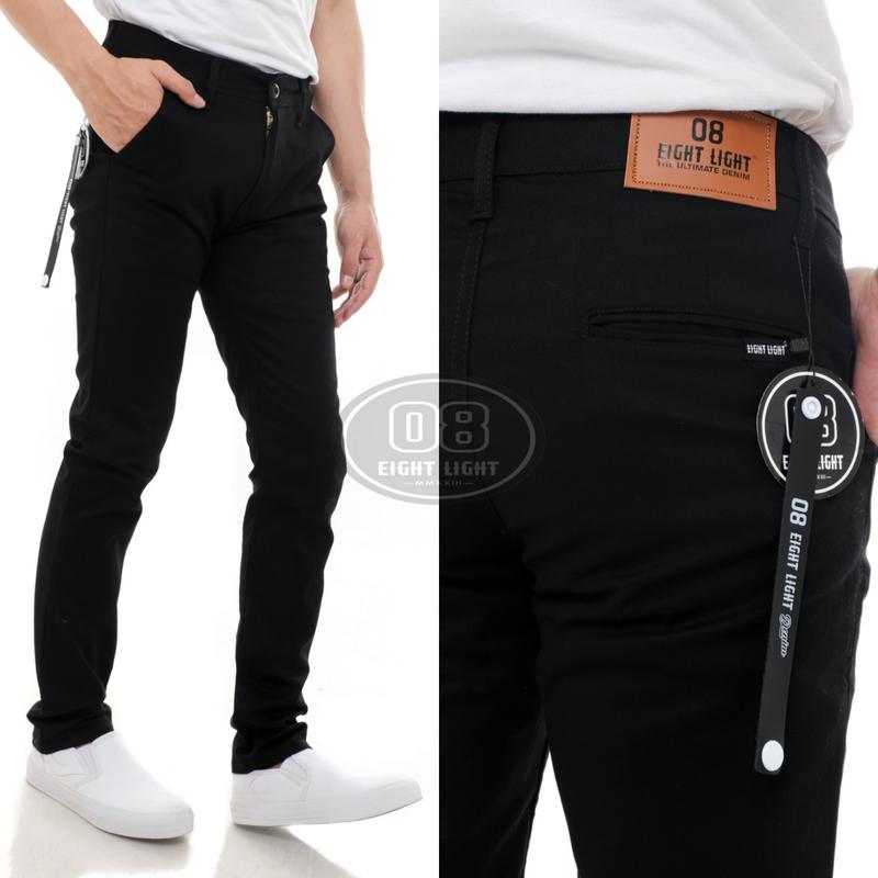 EIGHT LIGHT DENIM - Celana Chino Panjang Pria Slim Fit Pensil Streatch Premium New Cotton Scot Hight Twill 0