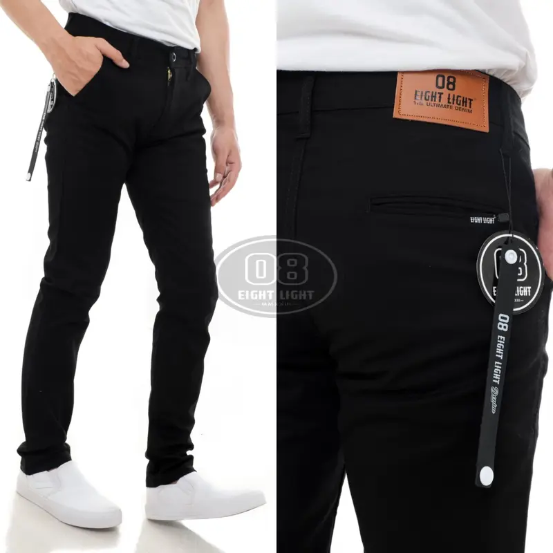 EIGHT LIGHT DENIM - Celana Chino Panjang Pria Slim Fit Pensil Streatch Premium New Cotton Scot Hight Twill 0
