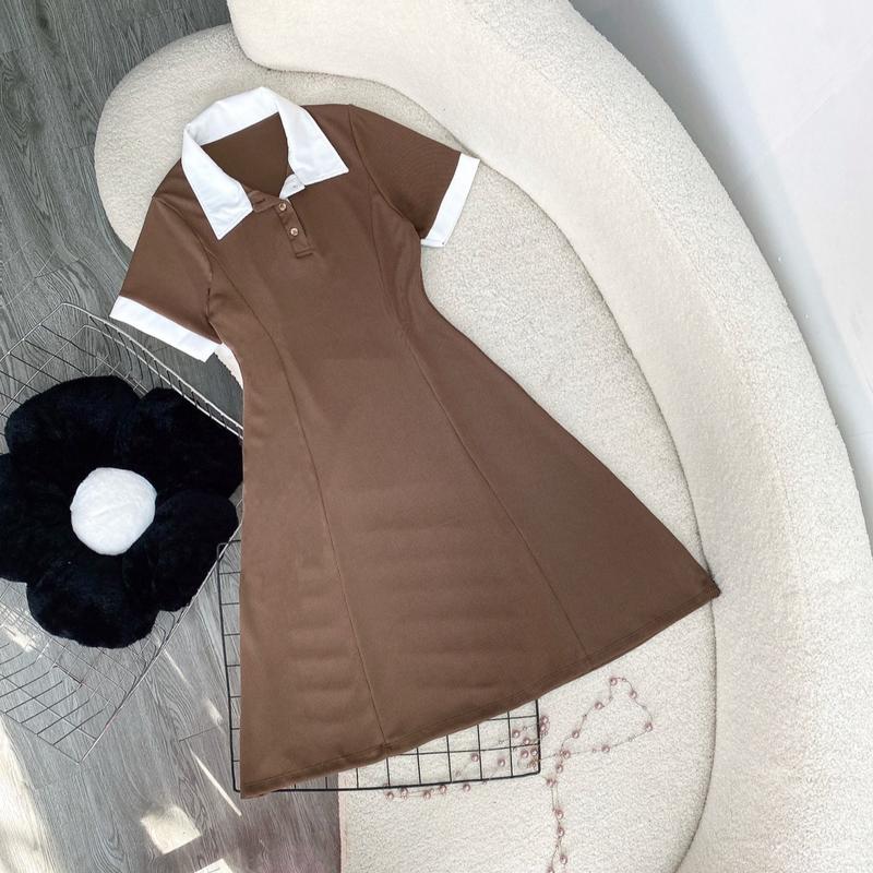 Đầm polo bigsize gân tăm nỉ dày dặn co giản tốt cho nữ chupby (60-95kg) g228 3