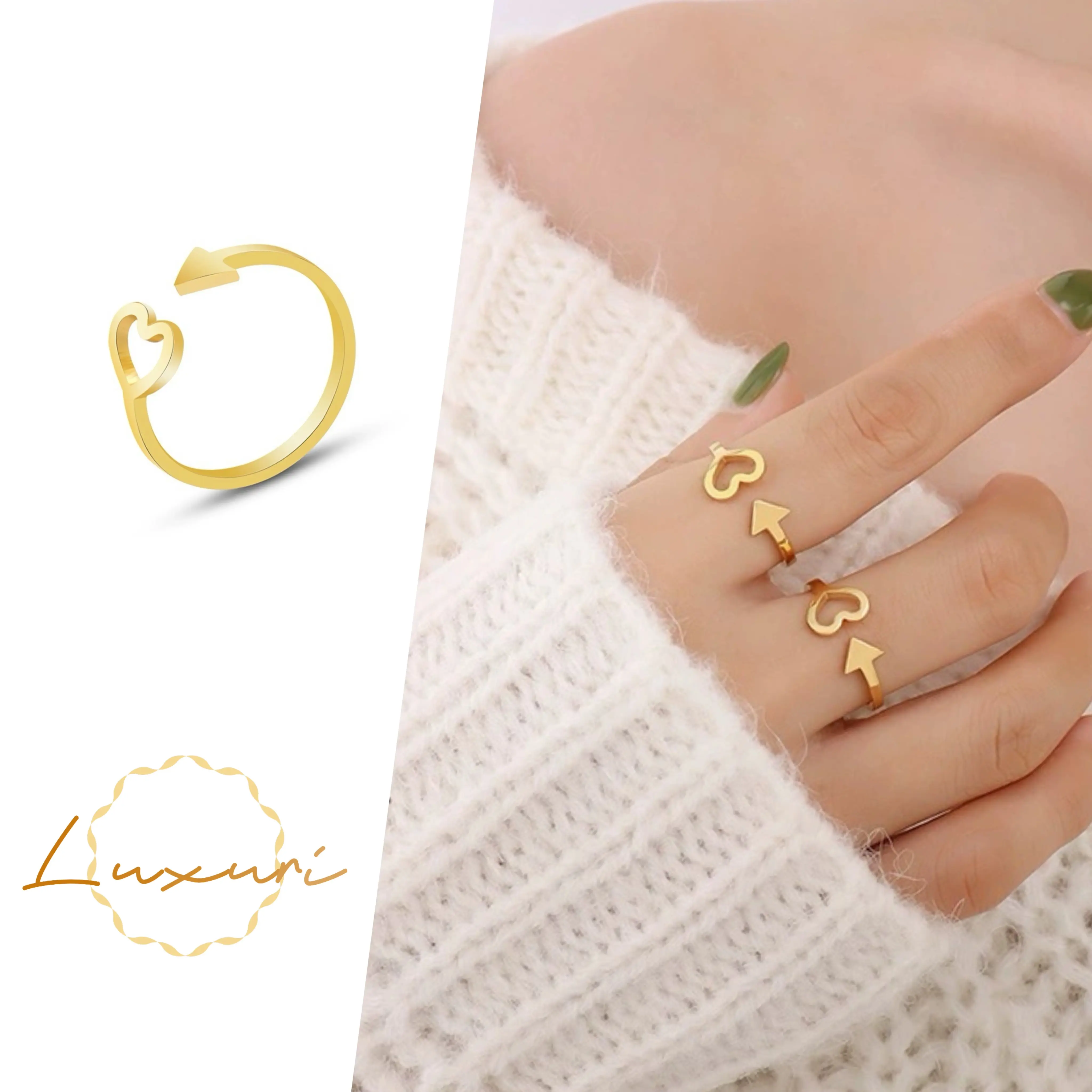 Sweetheart Arrow Symbol Ring ❤️ K-Style Modern Minimalist · Medical-Grade Titanium Steel Jewelry · Hypoallergenic Lightweight & Anti-Tarnish ⚡ Everyday Stackable Essentials poor  girl  ring engagement  rings
