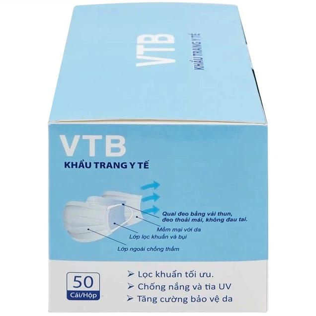Product Introduction of ￼Khẩu trang y tế VTB màu trắng 3 lớp hỗ trợ ngăn khói, bụi, kháng khuẩn (50 cái) 15