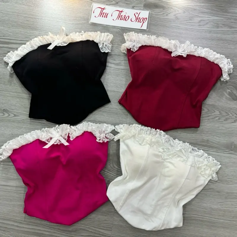 ÁO ỐNG CÚP PHỐI BÈO CÓ KÈM MÚT ĐỆM PHÍA SAU ĐI DÂY KHOÁ Nữ FOM CROPTOP DƯỚI 52kg 7