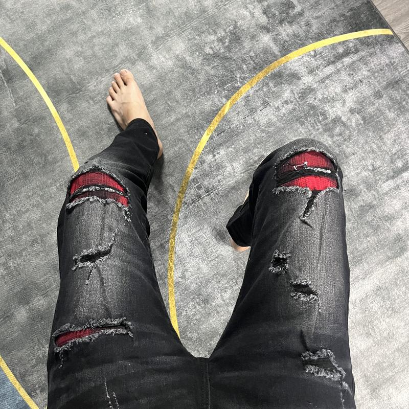 Quần jean nam rách vá gối to chất bò co dãn 4 chiều mẫu mới chuẩn shop quần bò nam QJP2V62A Menswear Pants