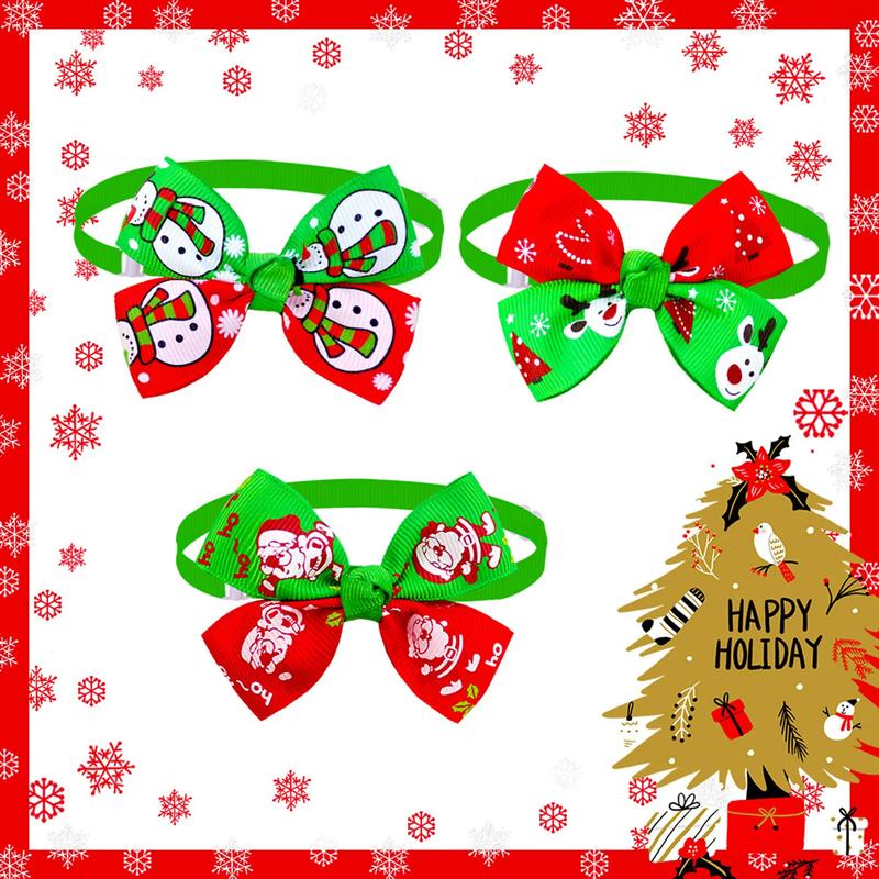 Product Introduction of Pet Bow Tie Christmas Series Pattern Decorative Adjustable Pet Dogs Cats Bowknot Collar for Festival Practical Cats Collar 11