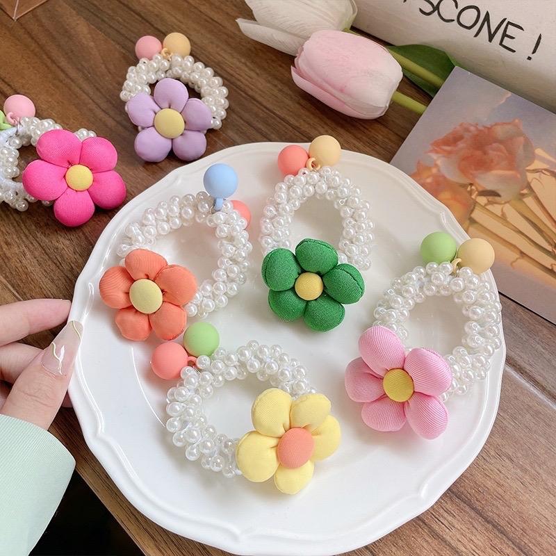 Dây buộc tóc hình hoa dây kết ngọc kèm lục lạc Nữ Women Nữ Women Chun