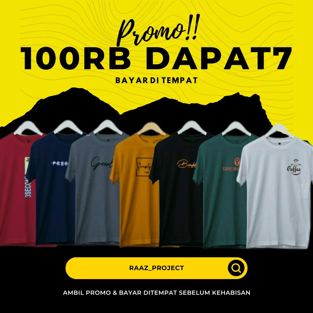 100ribu dapat 7 kaos pria Motif Sablon Distro Baju Oblong Keren Motif