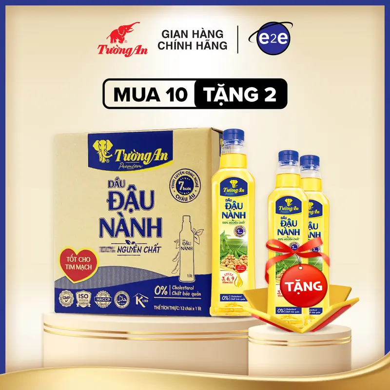 Tường An Premium Dầu Ăn Đậu Nành Thượng Hạng 1L x 10 Chai Tặng 2 Chai  - Dùng Cho Cả Gia Đình | E2E Thực Phẩm Đồ Uống | Kido Group 3