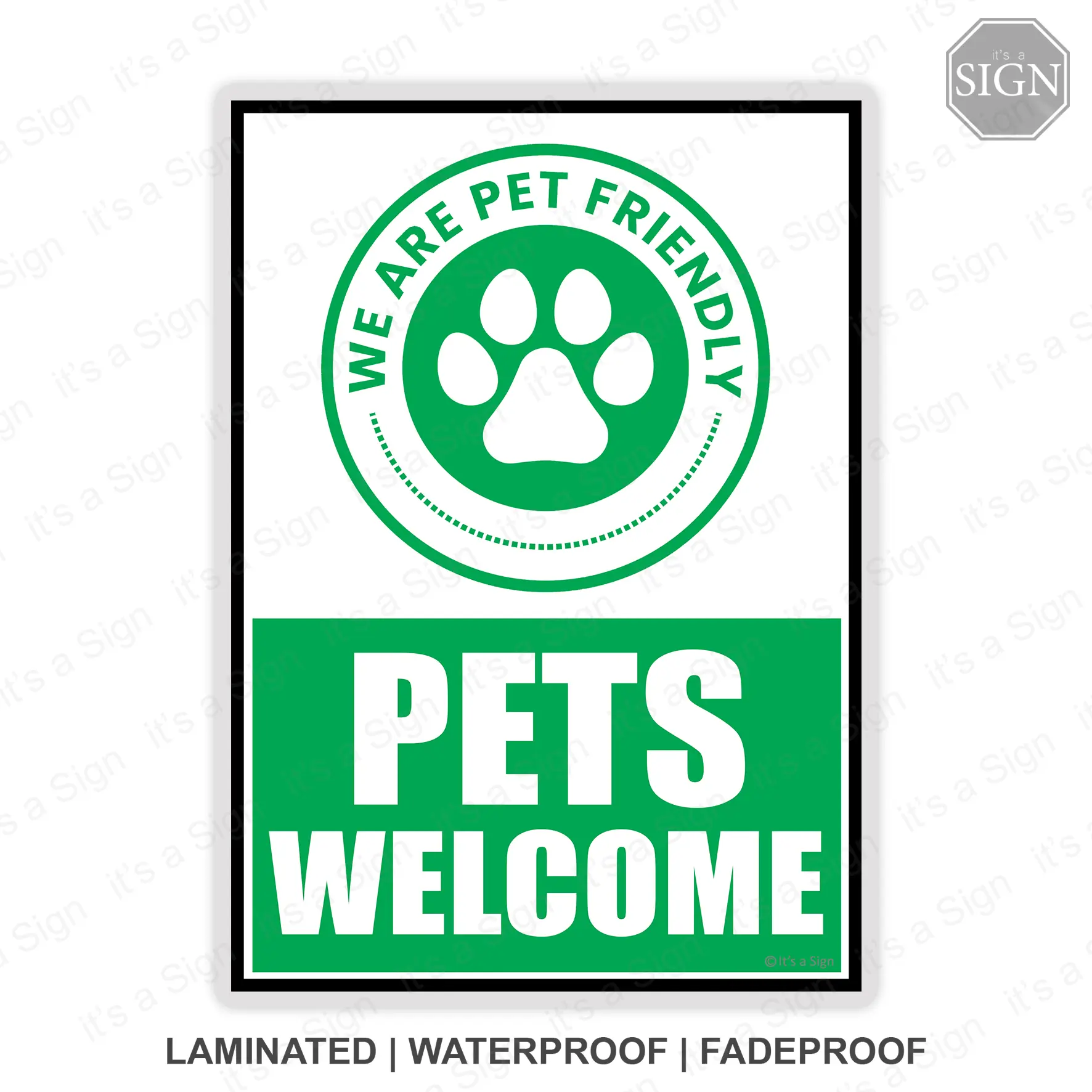 Pets Welcome Friendly Establishment - Laminated Signage Decor - A4 / A5 ...