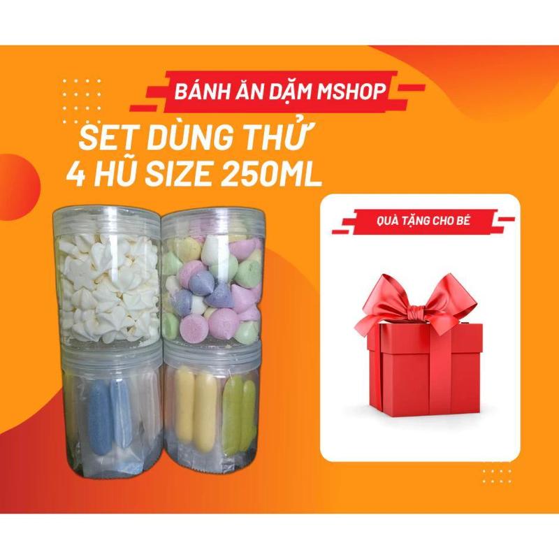 [Có quà] COMBO 4 HŨ BÁNH ĂN DẶM (250ml) DÙNG THỬ cho bé từ 5m+ Food Snack sữa  chua sữa  chua  Ăn Vặt