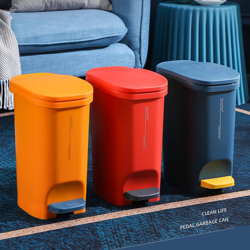 Product Introduction of Pedal Kaki Tong Sampah, Tong Sampah, Tong Sampah, Baldi Sampah, dengan Penutup, untuk Pembersihan Isi Rumah, Dapur dan Bilik Mandi, Warna Merah 4