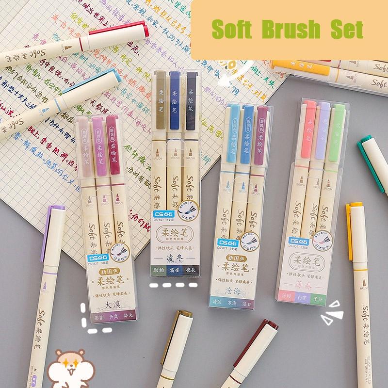  Bộ Cọ Mềm 3 Cái Bút Tài Khoản Tay Thích Hợp Cho Học Sinh Bút Thư Pháp Cọ Vẽ Tranh Đồ Dùng Văn Phòng Phẩm Trường Học Và Văn Phòng 