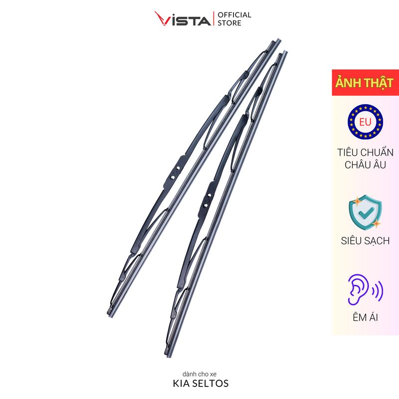 Gạt Mưa Cho Xe KIA Seltos Thương Hiệu VISTA - Xương Sắt - Tiêu Chuẩn Châu Âu - Sạch Nhanh - Tăng Độ Bền - Êm Ái 2