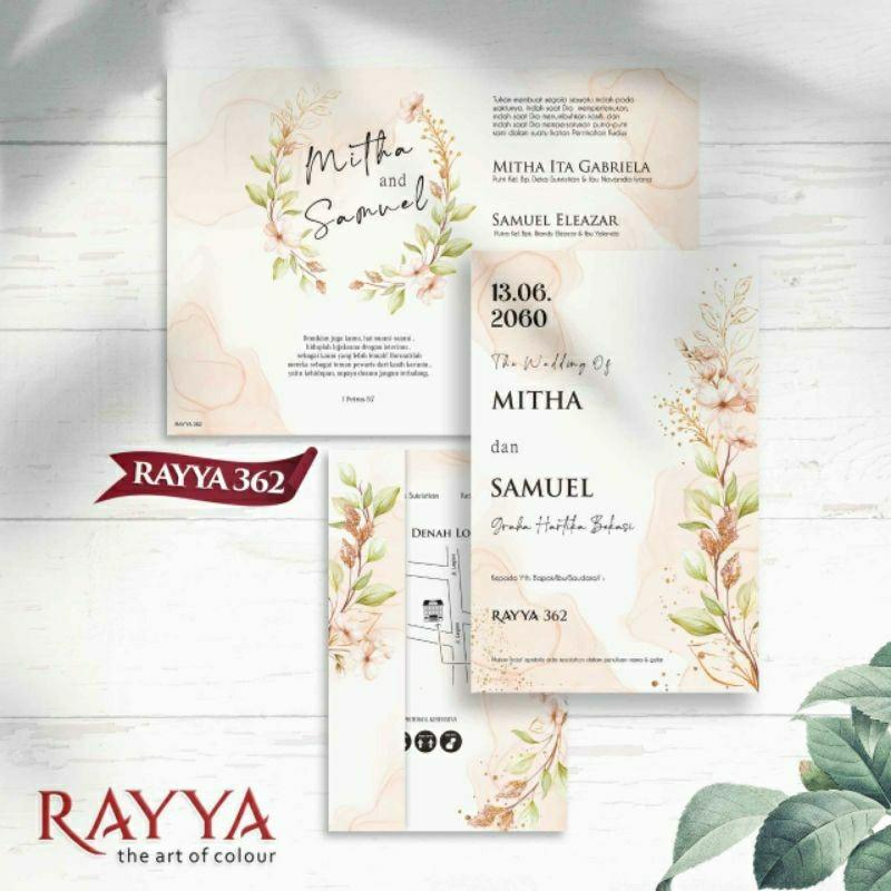 Undangan Pernikahan RAYYA 362 Elegan Modern Paket Lengkap 100 PCS Gratis Label & Plastik - JanjiKita | Default