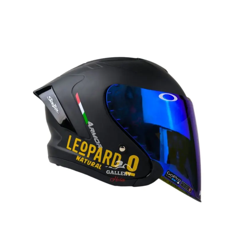Js Armor Hitam Doff Paket Ganteng Leopard | Helm Half Face Kekinian Iridium Motorcycle Visor 7