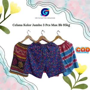 Celana Kolor Jumbo Isi 3Pcs Max Bb 95Kg Shorts Motif Pendek Santai Pria Wanita Dewasa Surfing