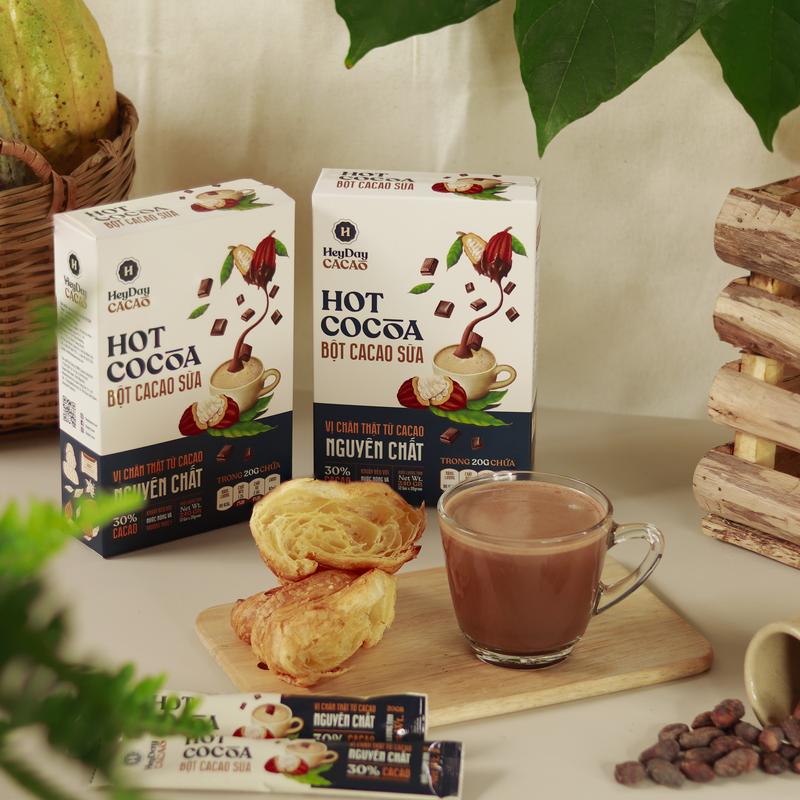 Bột Cacao Sữa Heyday - Đậm Vị Chân Thật Từ Cacao Nguyên Chất - Hộp Giấy 12 Gói x 20g