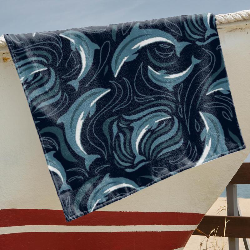 Abstract Wave Pattern Beach Towel, Portable Foldable Large Bath Towel, Multifunctional Towel for Beach Vacation Outdoor Picnic 5