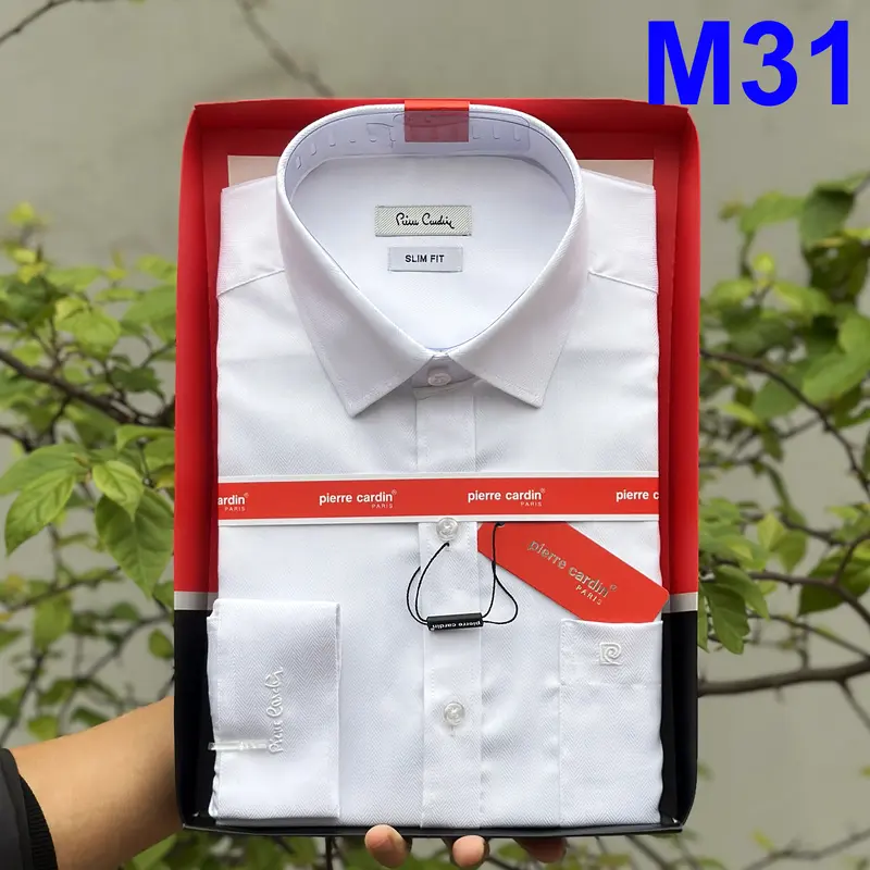 Áo Sơ Mi Pierre Cardin, Áo Sơ Mi Công Sở Dài Tay Trắng Trơn Sang Trọng Tinh Tế, Cúc Khắc Chữ Mẫu Mới 2025 3