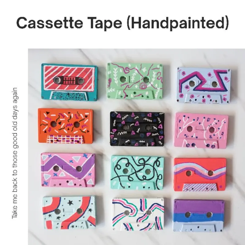 Kaset tape/kaset pita/Cassette tape/Tape recorder classic retro pajangan/Handpainted Cassette