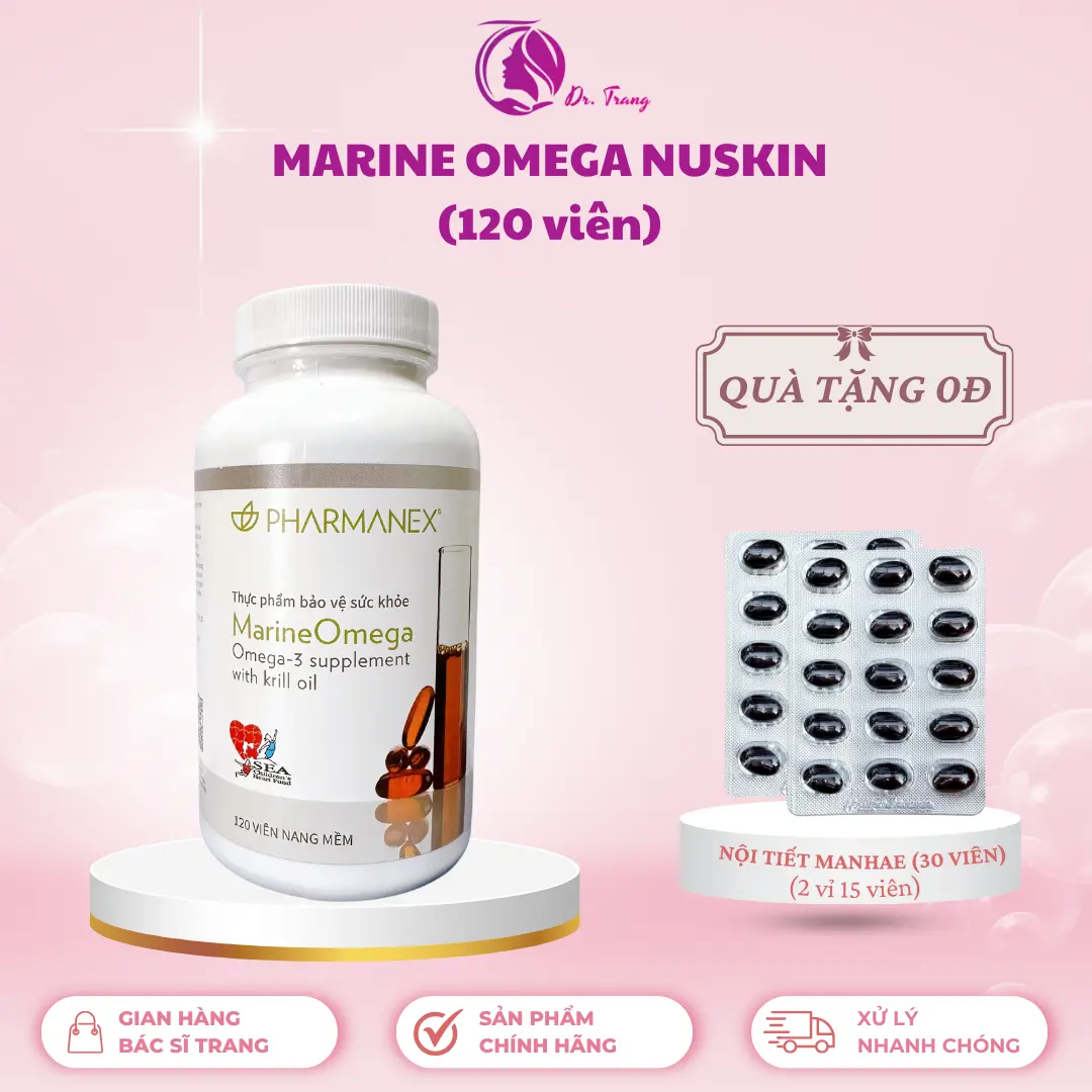 [DR TRANG] - OMEGA NUSKIN - Viên uống hỗ trợ bổ sung omega3 chứa dầu nhuyễn thể hộp 120 viên - Tặng 1 Nội tiết Manhae 30 viên