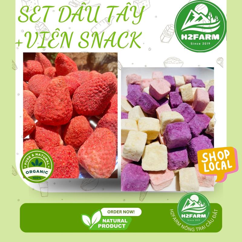  Combo S.Ữ.A CHUA + DÂU TÂY Sấy Giòn - H2farm - Ăn Vặt Food - Snack Food - Giòn Giòn 