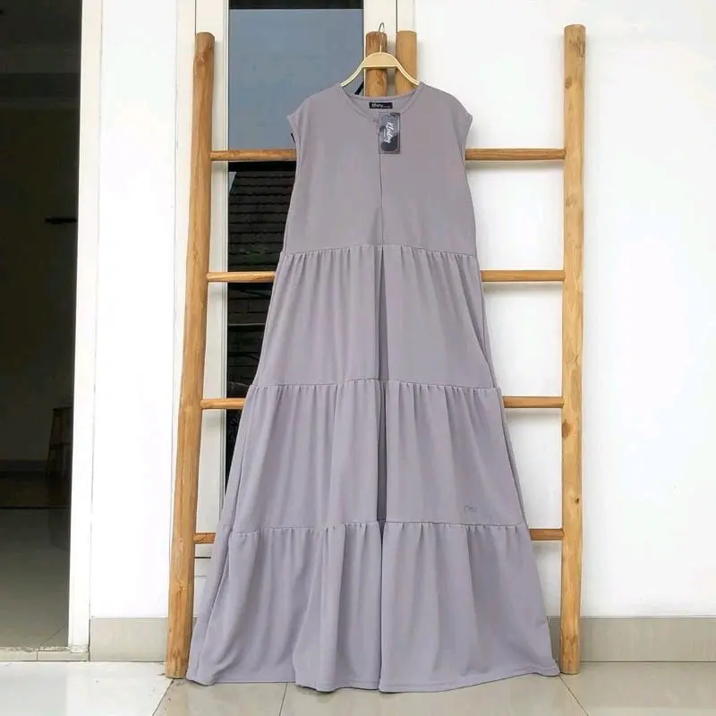Inner Dress Rempel Susun Bahan Rayon Premium Basic Busui Tanpa lengan Panjang Casual 3
