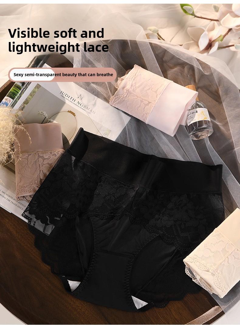 Product Introduction of Sexy underwear women's lace large size high waist extended crotch 7A antibacterial thin section seamless 200 pounds plus fat for women Panty Womenswear 5