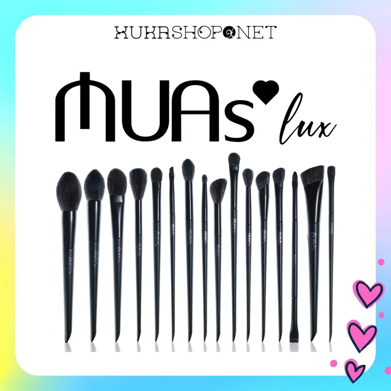 [Bộ cọ MUA Lux]Bộ cọ MUAs Lux 16 cây và 15 cây thân gỗ đen chất lông mền mịn sang chảnh kèm hộp và mút 0