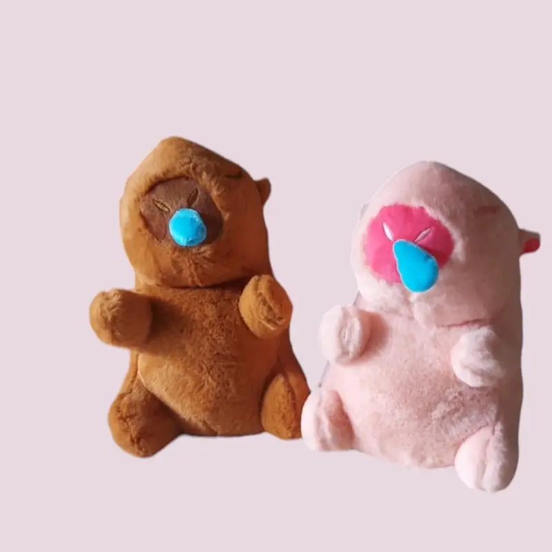 Gấu Bông Chuột Lang Nước (Mũi Liền) Đồ Chơi Thú Nhồi Bông  Capybara Mềm Mịn Dễ Thương kích thước 30 cm Thú Bông  Capy Bara có 2 màu hồng ,nâu To Toy Phát Nhạc 7