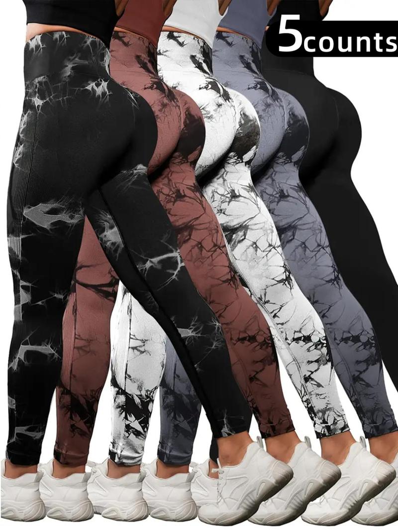 Product Introduction of Women's Tie Dye Print High Waist Sports Leggings, Sporty Comfy Breathable Seamless Skinny Pants for Yoga Gym Workout, Ladies Sportswear for All Seasons 1