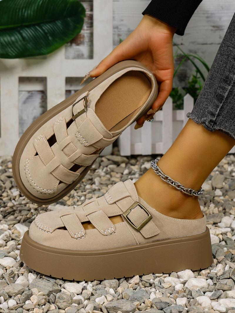Product Introduction of Women's Fashionable Solid Color Platform Slides, Casual Comfortable Thick Sole Slippers for Beach, All-match Commuter Shoes for Daily Wear, Girl 5