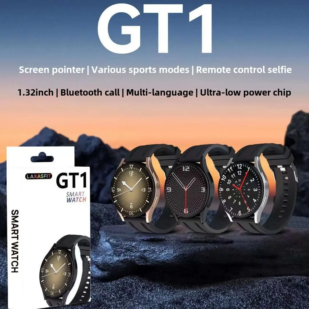 "Cross-Border GT1 Smartwatch: Round 1.32" Screen, Bluetooth Calling, Heart Rate, Blood Pressure, Oximeter, Step & Sleep Monitoring – Your All-in-One Health Companion!"