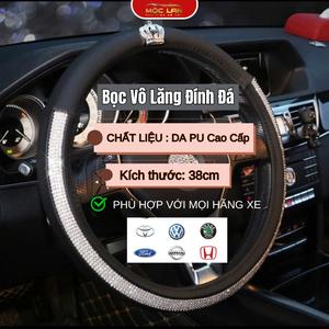 (BVL01) Bọc Vô Lăng Đính Đá Vương Miện Và Thiên Nga Cao Cấp - Phù Hợp Với Mọi Xe Con - Moclancar Nội Thất Nội Thất