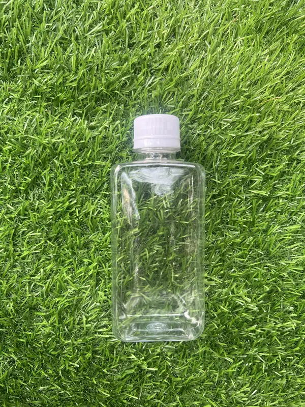 Combo 10 chai trà sữa dáng dẹp ngang 250ml PET an toàn - kèm nắp 5