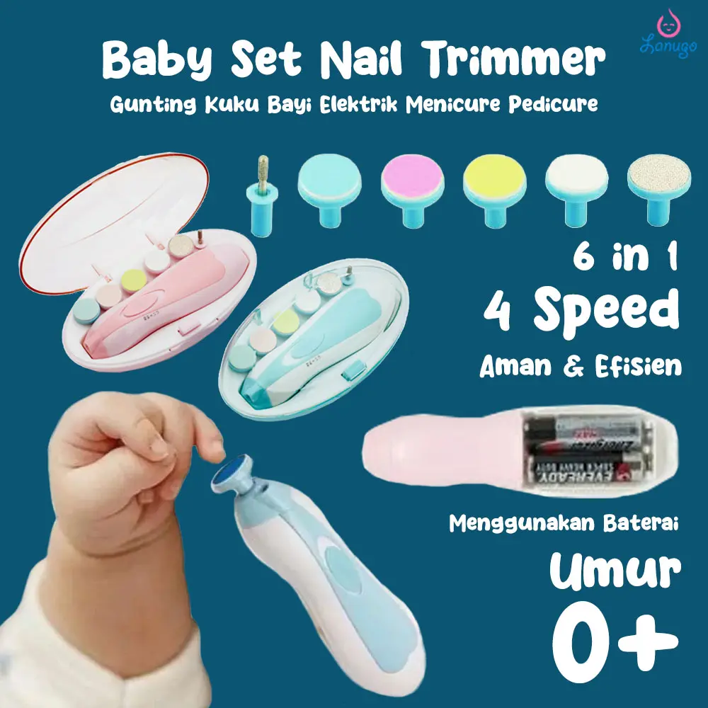 Gunting Kuku Bayi 6in1 / Pemotong Kuku Nail Trimmer Baby / Baby Set Trimmer / Alat Kikir Kuku Elektrik Kaki dan Tangan Perawatan Bayi