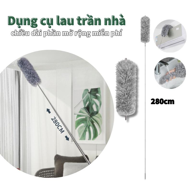 LOẠI 2.8M Chổi phất trần lau bụi đa năng có cán điều chỉnh độ dài Chổi quét bụi đa năng cán rút xoay 360 độ, gấp gọn Inox - cây quét mạng nhện squeegee  fur  cleaning