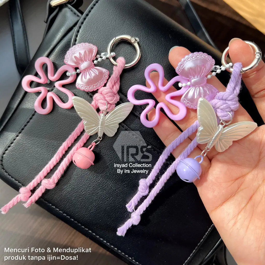 Gantungan Kunci Style Tali Pita Kupu | Keychain Imut Estetik Korea ...