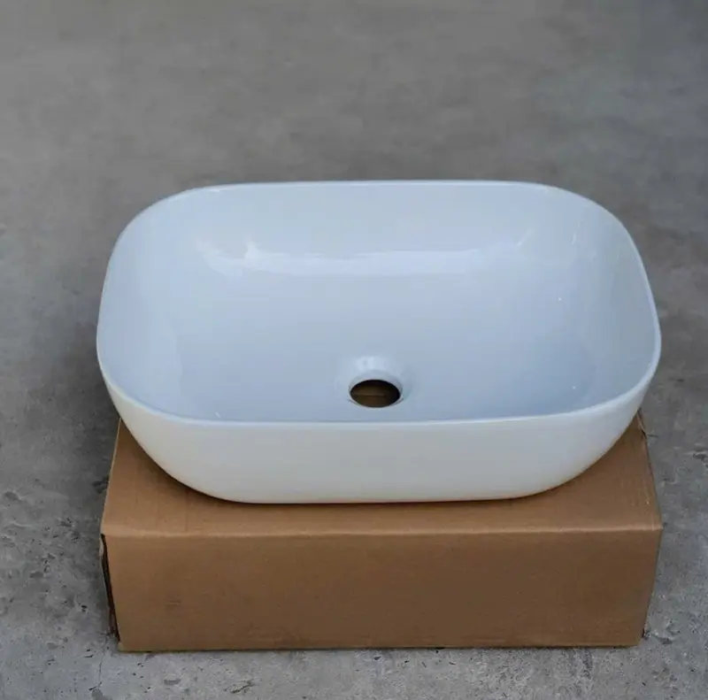 Chậu rửa mặt lavabo Đặt Bàn Đá 8816NA thương hiệu NA.GRAND, men NANO trắng sáng chống ố chống bám bẩn lavabo vuôngtrắng 5