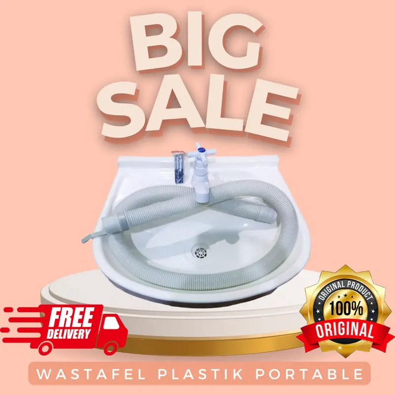 [PAKET HEMAT] Wastafel + Dispenser Sabun Wastafel Plastik Cuci Tangan Kamar mandi Portabel Fullset Sudah Lengkap dengan Keran dan Selang Pembuanggan Bahan PVC Tebal Kuat Bisa COD White & Blue BIsa COD & Sudah Packing Kardus + Bubble 1