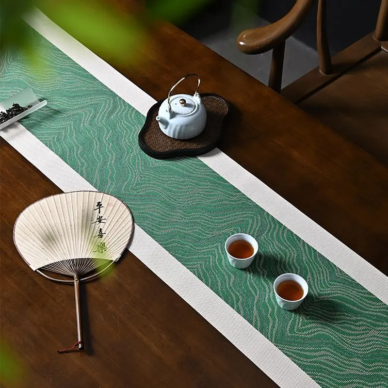 Thảm trải bàn trà, Phong cách Trung Quốc mới, Giá cả phải chăng và sang trọng, Thảm trải bàn trà Zen dài, Bàn trà cao cấp, Khăn trải bàn PVC, Có Thể Tùy Chỉnh, Thích hợp cho Bàn trà