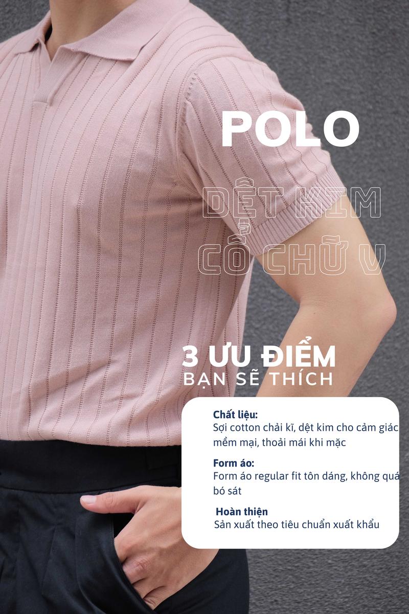 Product Introduction of Áo POLO nam ngắn tay dệt kim DATAMAN, cổ chữ V, vải cotton chải kĩ mềm mịn, không bai xù - DT22-01 1