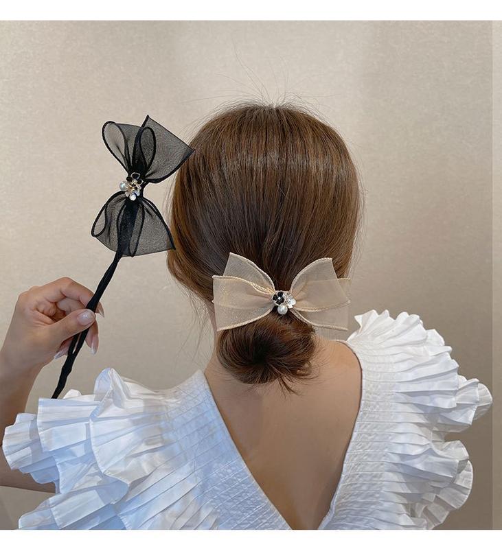  Mẫu mới dụng cụ búi tóc tạo kiểu thắt nơ sợi lưới quấn tóc phụ kiện mùa hè xinh xắn dành cho nữ 