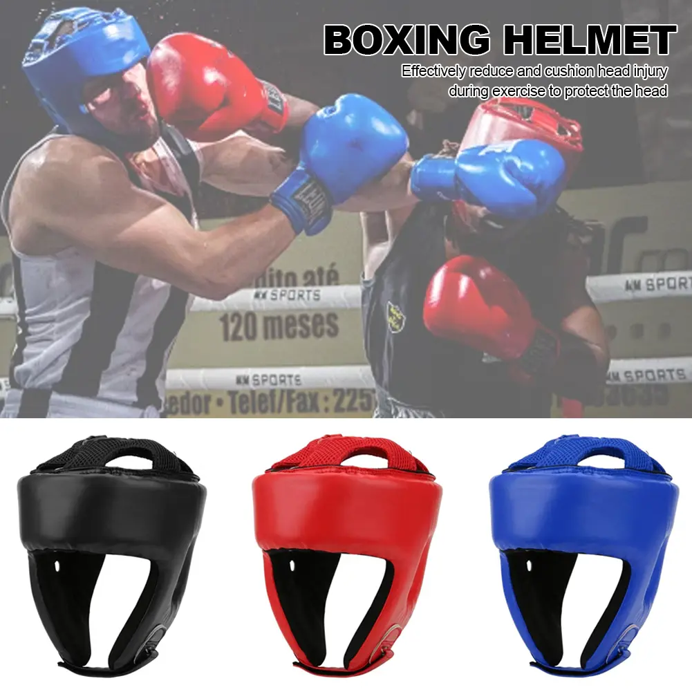 PU Leather Adult Kick Boxing Helmet Men Women Karate Head Guard MMA Kick boxing Fight Training Head Protection Full-face Head Gear #474833