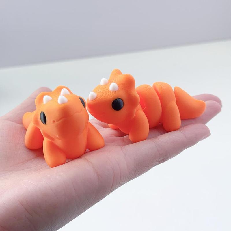 Product Introduction of 3D Printed Cute Cartoon Triceratops Figurine, 1 Count Creative Desktop Decoration Statue, Movable Joints Animal Ornament for Home Office 2