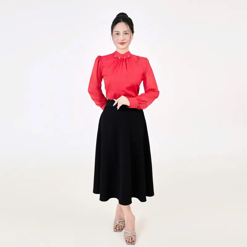 Đầu thu xuống  phố  áo  chất  vải tơ mỏng nhẹ  mặc mát 2
